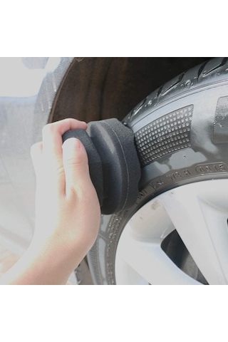 Monyee 11cm Büyük Boy Lastik Parlaklatma Sporu, Dalgalı Desenli Yüksek Kaliteli Köpük, El Tutusu Tasarımı, Elleri Temiz Tutar, Yeniden Kullanılabilir - Siyah, 4 Adet