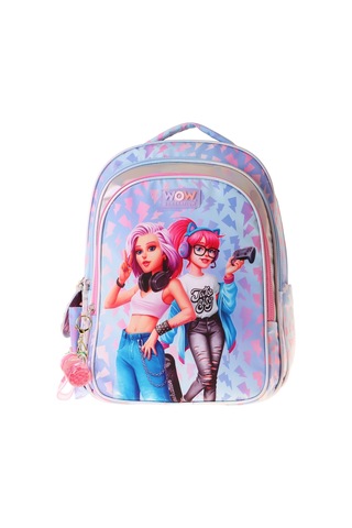 Wow Generation Kız Çocuk Cool Desenli Mavi - Pembe İlkokul Ve Günlük Sırt Çantası Üç Bölmeli - W6039 Çok Renkli