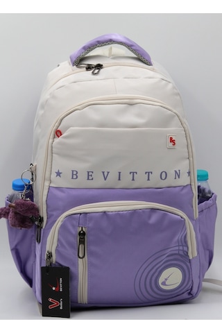 Bevitton Özel Su İtici Kumaş Unisex Bej-lila Okul Çantası 34400
