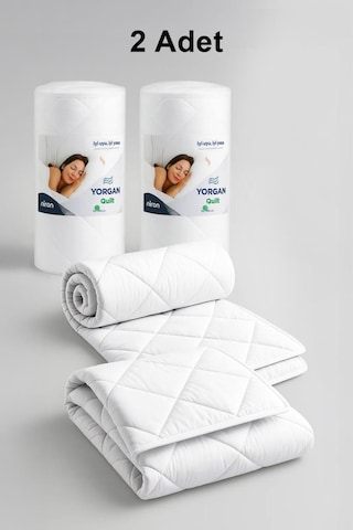 Niron Tek Kişilik Yorgan 2 Adet 155x215 Cm Mikrofiber Kumaş, 200 G/m² Silikon Elyaf Dolgu Beyaz