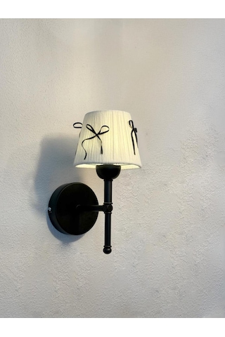 Krem Kadife Süet Siyah Fiyonk Kurdele Siyah Kablosuz Pilli Aplik Krem