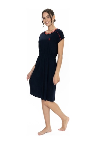 U.s. Polo Assn. 20008 Kadın Lacıvert Kısa Kollu Belden Büzgülü Gecelik Lacivert