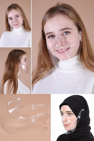 Ağız Burun Koruyucu Siperlik Şeffaf Maske