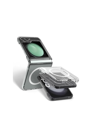 Samsung Uyumlu Galaxy Z Flip 6 Kılıf Kamera Korumalı M-safe Sert Pc Zore Porto Kapak Seffaf