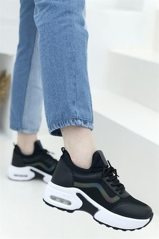 Konfores 1657 Anatomik Air Tabanlı Bayan Sneakers Ayakk Siyah Beyaz Siyah - Beyaz