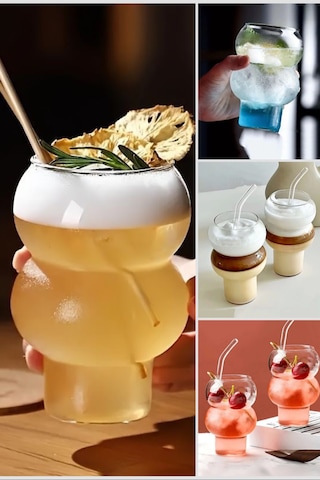 Mis Kitchen 4 Adet Pipetli Panara Bardak Seti - Cam Pipetli