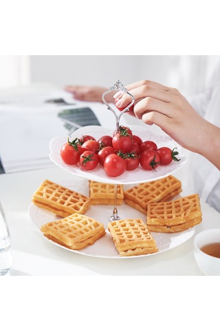 Wezone 3 Katlı Pasta Rafı, Ev Parti Tatlı Tepsisi, Mutfak Meyve Sepeti, Dayanıklı Malzeme, Beyaz Tabak Altın Çubuk, Ev Kullanıma Ideal DiğER