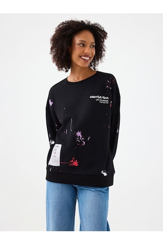 LOFT Relax Fit Kadın Sweatshirt Siyah