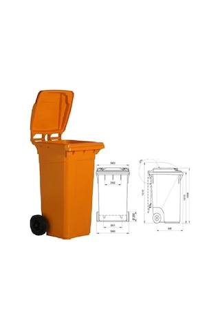 Safell Plastik Tıbbi Atık Çöp Konteyneri 240 Litre Turuncu