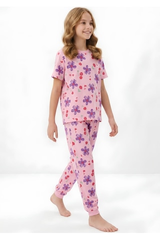 Modanino Kız Çocuk %100 Pamuk Pijama Takımı 8-13 Yaş 12698ıs Pembe