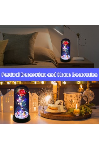 Qingmipy Renkli Işıklandırmalı Akrilik Kubbede Sonsuz Gül - Anneler Günü, Sevgililer Günü Hediyesi Beyaz