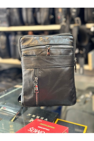 Trg Polo Siyah Deri Omuz Postacı Çantası Siyah