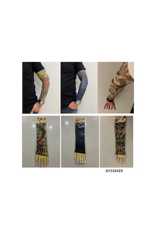 Giyilebilir Dövme 3 Çift 6 Adet Kol Çorap Dövmesi Sleeve Tattoo Set8