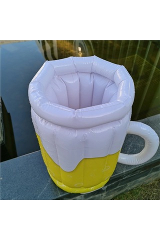 Jialan Şişme Buz Kovası Pvc Bira İçecek Soğuk Kupalar Beyaz - Sarı