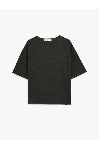 Koton Regular Fit Kısa Kollu Bisiklet Yaka Basic Tişört Antrasit 6sak50197ek Antrasit