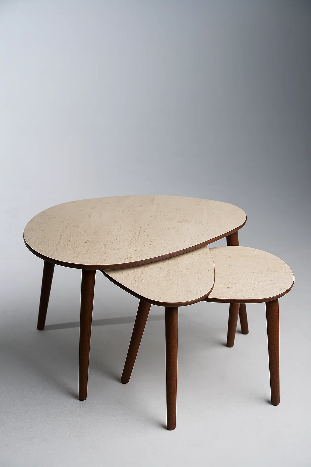 Eg Home Paris 3'lü Zigon Sehpa %100 Mdf Traverten