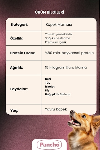 Pancho Kuzu Etli Puppy Yavru Köpek Maması 15 KG