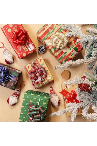 Geeksen 12 Adet Çift Taraflı Baskılı Noel Bayrakları, Hızlı Montajlı Hediye Dekorasyonu, Festivite Ve Parti Süsleri