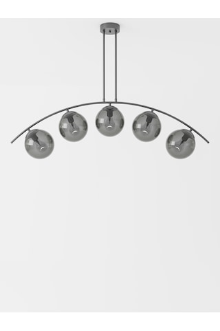 Lal Modern Siyah 5 Li Füme Cam Küre Avize Yay Formlu