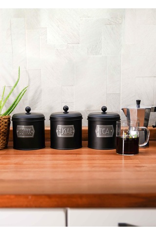 The Mia Çay Şeker Kahve Kavanozu 1,70 Lt Siyah