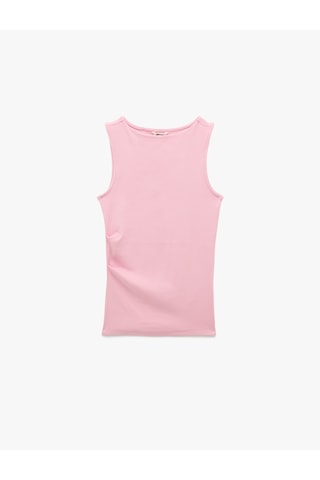 Koton Pamuklu Asimetrik Kesim Kolsuz Kayık Yaka Bluz Pembe 6sak10028ek Gül