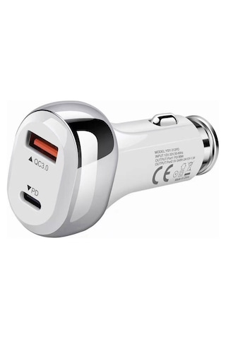 38 W Pd 20w Qc 3.0 18w Hızlı Araç Şarj Cihazı T-10 Beyaz