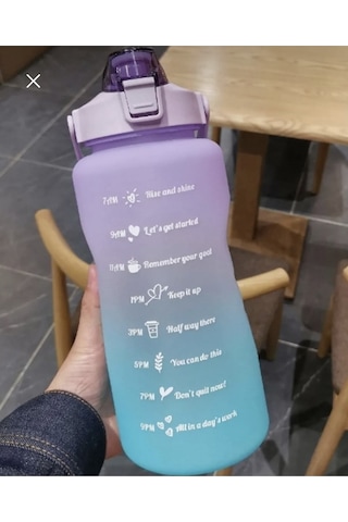 Motivasyon Matara 2000 Ml Suluk, Su Şişesi - Bpa Içermez Motivasyonel Matara Açık Kırmızı - Buz Mavisi