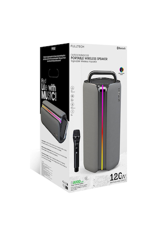 Fulltech Fxs2 Taşınabilir Kablosuz Bluetooth Hoparlör Gri 120w Güç, Rgb Işık, Ipx4 Su Geçirmez, Tws, 8000mah