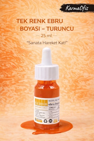 Turuncu Renk Ebru Boyası 25 Ml Yoğun Pigment, Su Bazlı