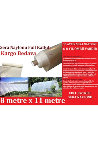 Sera Naylonu - 8X11 M - Ömrü 8 Yıl - Sera Örtüsü - Sera Muşambası