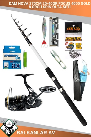 Dam Nova 270cm 20-40gr Focus 4000 Gold 8 Örgü Spin Olta Seti