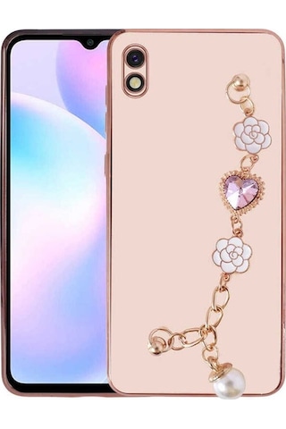 Xiaomi Redmi 9a Kılıf El Tutamaçlı Kamera Korumalı Zore Taka Silikon Kapak Pembe