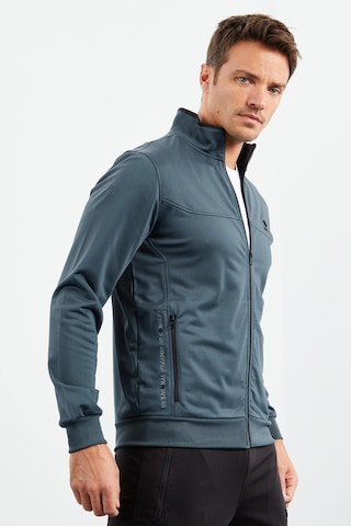 Tommy Life Orman Yeşil - Siyah Dik Yaka Fermuarlı Standart Kalıp Klasik Paça Erkek Eşofman Takımı - 85162 Yeşil - Siyah