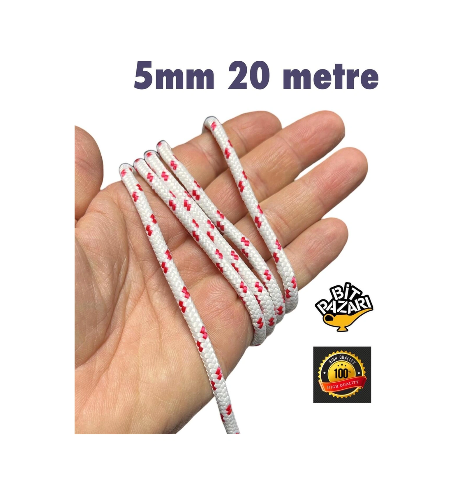5mm 20 Metre İpek Halat , İskota Halat , Salıncak İpi , Bağlama İpi - Hamak İpi