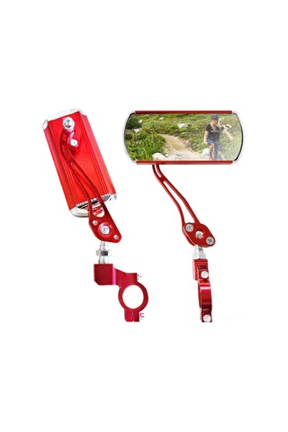 Yaleker Bisiklet İçin Alüminyum Geribakış Aynası - 22.2mm'den Düşük Saplar İçin - Ayarları Kolay - Dayanıklı - Geniş Görünüm - Kırmızı Çift Kırmızı