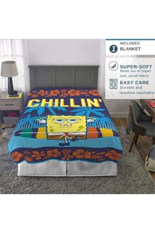 Lexroo Spongebob Squarepants Bedding Süper Yumuşak Mikro Raschel Battaniye 157,5 Cm X 228,6 Cm Çok Renkli