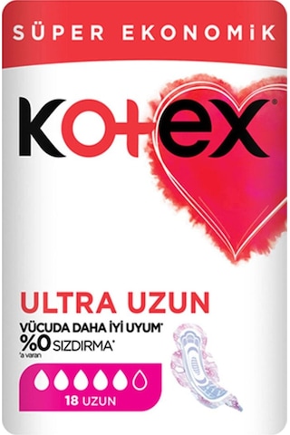 Kotex Ultra Uzun Süper Ekonomik Hijyenik Ped Uzun 12 x 18'li