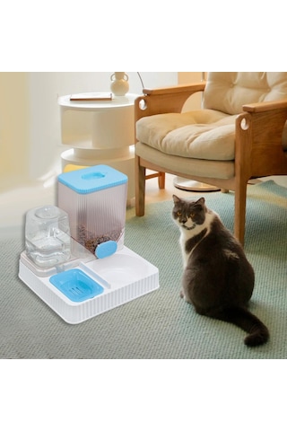 Suntek Otomatik Kedi Tiryakisi Besleyici Pet İçme Kasesiz-mavi