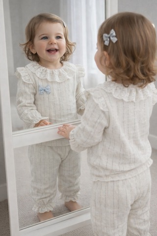 Babyhola Kız Bebek Takım Bayramlık Fiyonk Detaylı Simli Müslin İkili Set 2006 Gümüş
