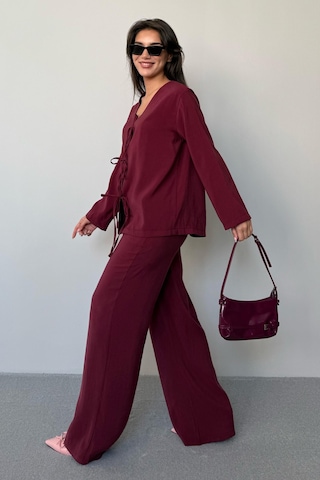 Madmext Bordo Önü Bağlamalı Alt Üst Takım Mg2473 Bordo