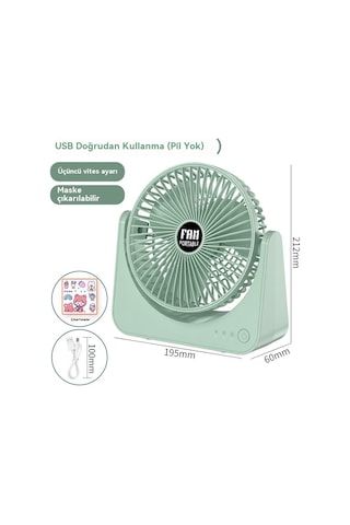 Üç Hızlı Ayarlanabilir, Yüksek Güçlü, Taşınabilir Fan-koyu Yeşil