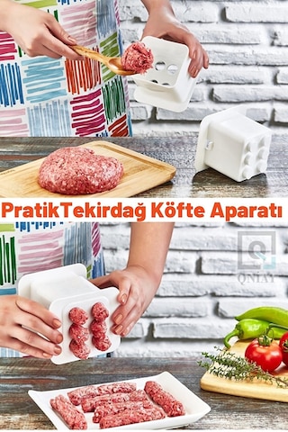Qniay Pratik Tekirdağ Köfte Aparatı 6'lı Köfte Hazırlama Kalıbı