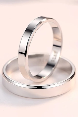 4mm Yanı Kesik Gümüş Klasik Alyans Söz Nişan Yüzüğü Wr89