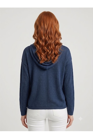 Neden Tekstil Kadın Kapüşonlu Lacivert Triko Sweatshirt
