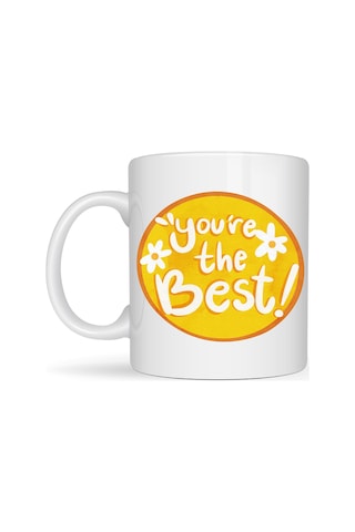 Northcity You're The Best Yazılı Porselen Kupa Model 123 - Motivasyon Ve Sevgi İçin Şık Hediye Sarı