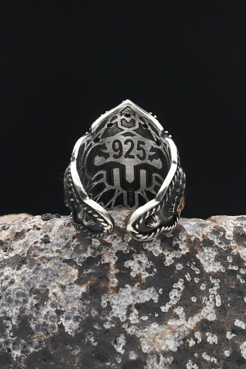 La Galibe Illallah Ve Nas Ve Felak Ve Ihlas Sureleri Yazlı Mineli Ayarlanabilir Zihgir 925 Ayar Gümüş Erkek Yüzük 902341 Gümüş