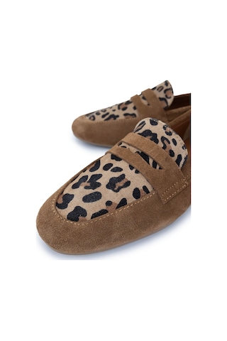 Tamer Tanca Kadın Hakiki Deri Taba Süet Loafer Ayakkabı 961 555 Bn Ayk Y25 Taba Suet/leopar Taba