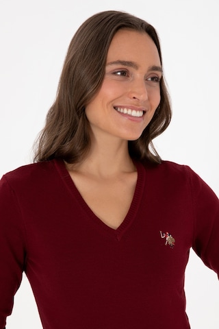 U.S. Polo Assn. Kadın Bordo V Yaka Basic Kazak 50307727-VR014