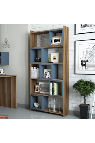 Variant Variant Box Kitaplık - Ceviz / Mavi