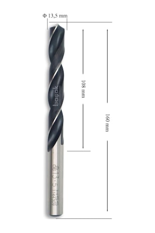 MTE 13,5 mm Taşlanmış Metal Matkap Ucu HSS DIN 338